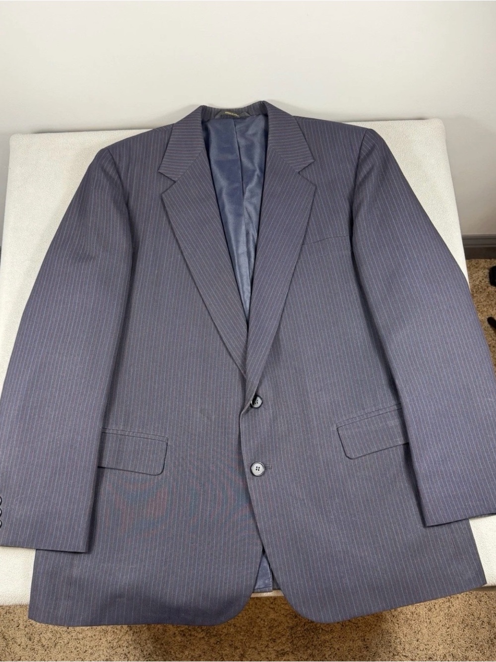Haggar Navy Pinstripe Two-Button Suit Jacket